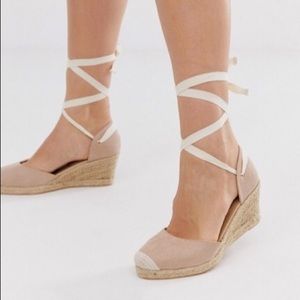 Wide Fit Espadrille wedged with ankle tie